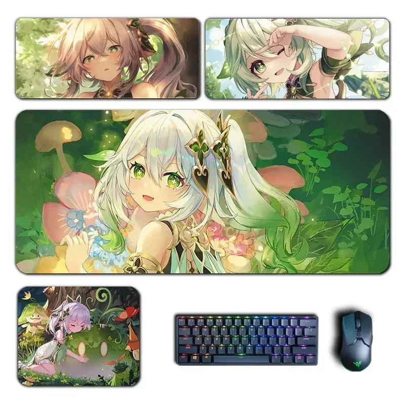 Kawaii Genshin Impact Mouse Pad Masser Lord Kusanali Nahida Desk Mat Rubber Non-Slip Veľká počítačová kancelária Klávesnica príslušenstvo