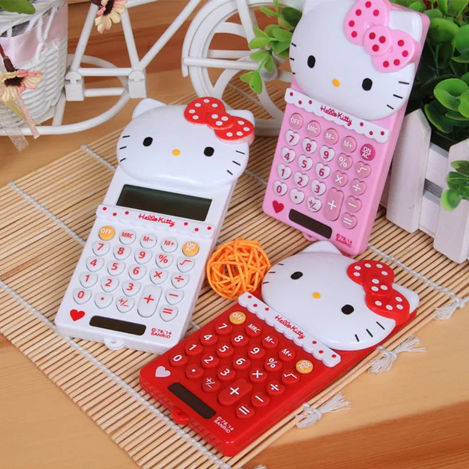 Kawaii Hello Kitty Cute Sanrio Nová karikatúra Prenosný počítačový kalkulačka vrecka Dievča