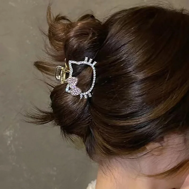 Kawaii Hello Kitty Hair Clip Hairclip Y2K Hello Kitty Veci Doplnky ženské dievčatá klip na vlasy plné krištáľové letné romantické nové