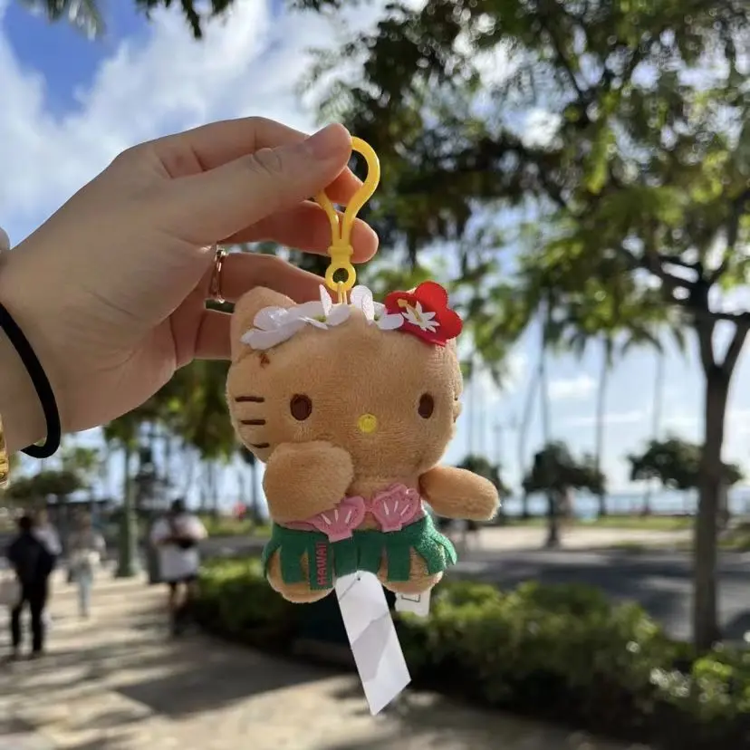Kawaii Hello Kitty Sanrio plyšové hračky Anime Doll Color Color Plushie Toy Hawaiian Collection Cute Y2K Fľdate dekoráciu
