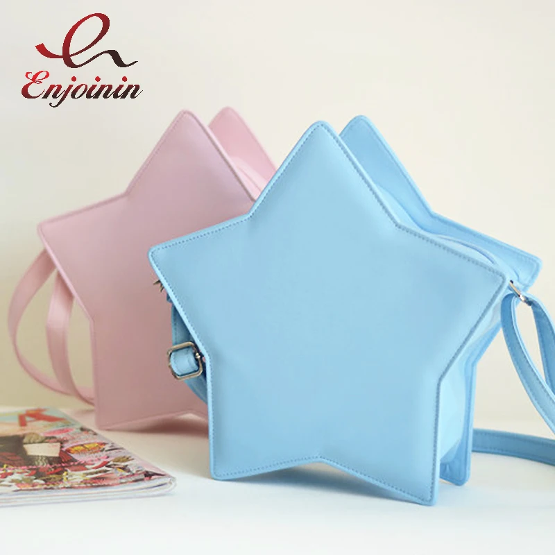 Kawaii hviezda v tvare kožené ramenné ramená pre ženy pre ženy dizajnérske kabelky a kabelky Candy Candy Crossbody Bag Fashion Tote Bag