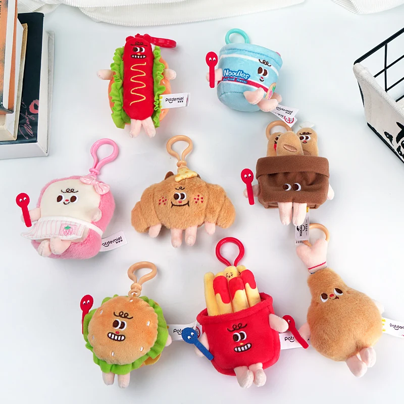 Kawaii Kreatívny šéfkuchár plyšový prívesok Keychain Keychain Deti hračky Hračky FRIES HOT DOG BAGUETTE HORKY HORKY INTERNÉ NEODLE DARKE DARK