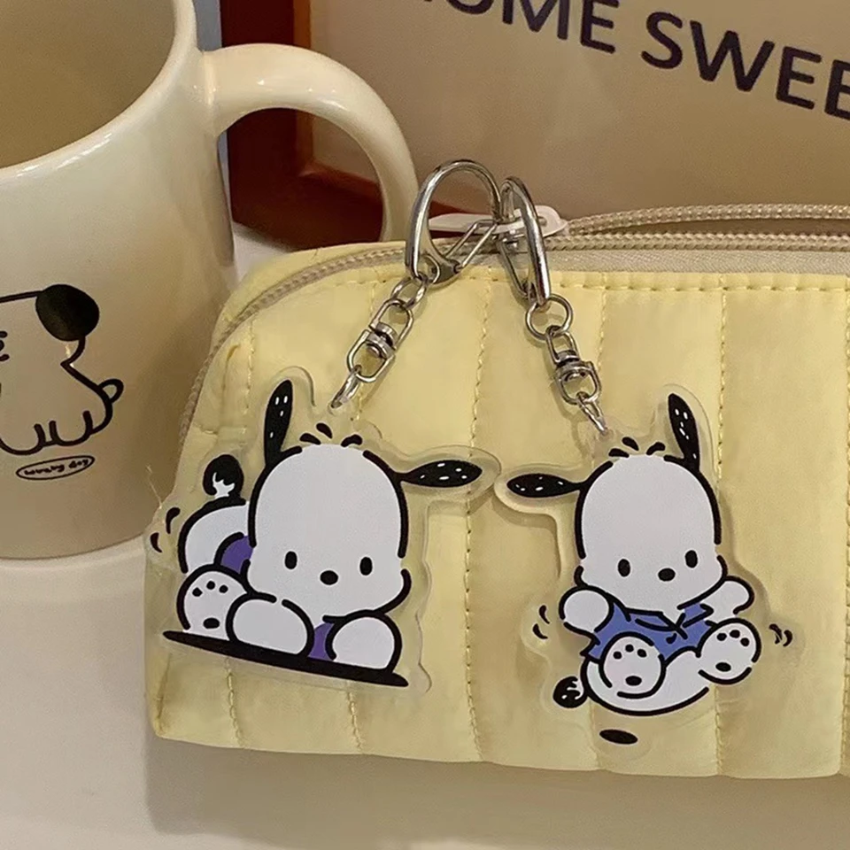Kawaii Lovely Pochacco Keychain Cartoon Puppy Key Ring Pár tašky Ozdobenie dievčenské doplnky