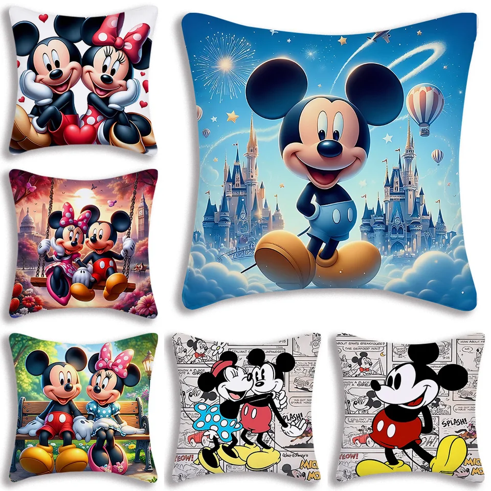 Kawaii Mickey Minnie Pár vankúšov pokrýva karikatúry Disneys Sofa Dekoratívne dom