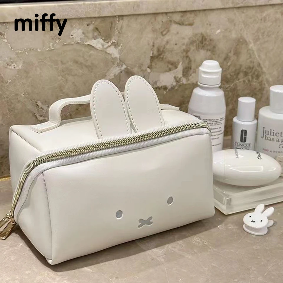 Kawaii Miffy Rabbit Roztomilý tvar ručný make-up taška Multifunkčná prenosná toaletná ukladacia taška vianočná hračka Darček pre dievčatá