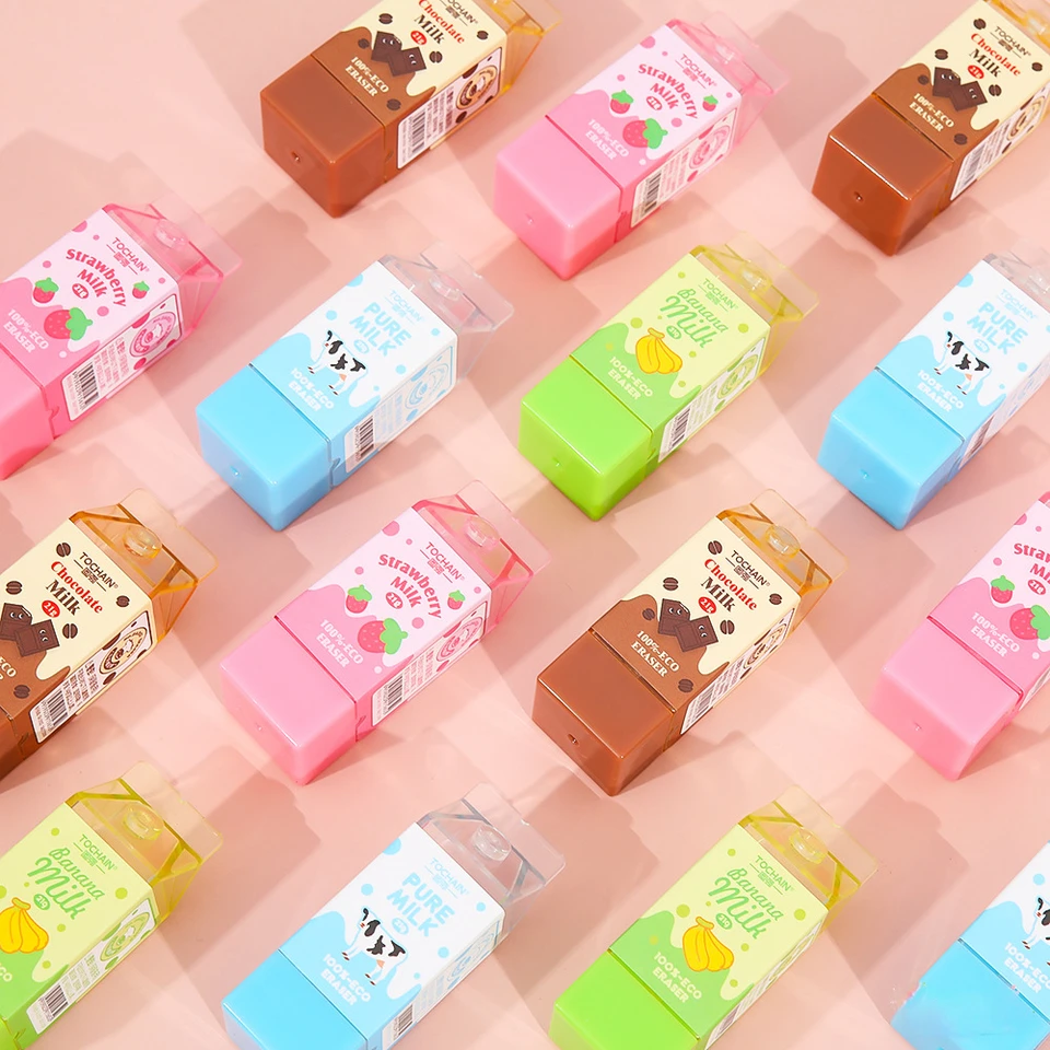 Kawaii mliečny kartón tvar gumy gumáre ceruzky gumy písanie korekcia gumová guma pre deti darčekové školské potreby kancelárske potreby