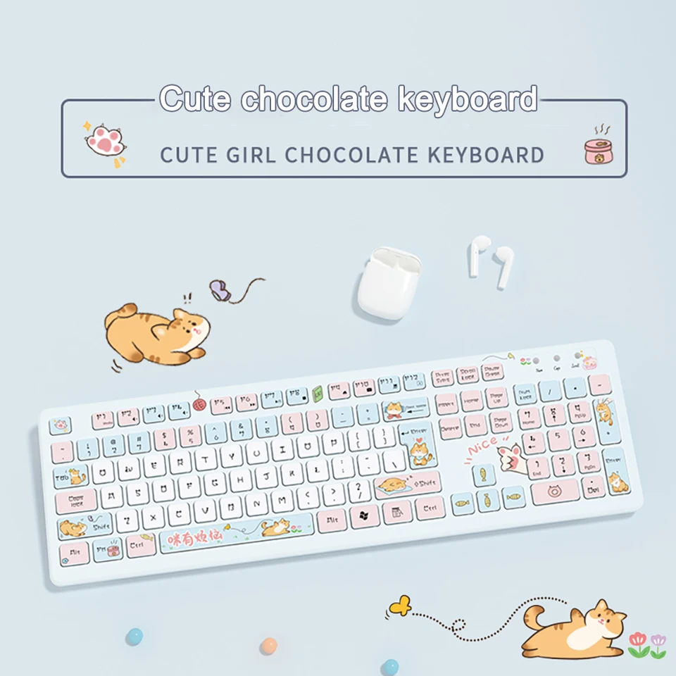 Kawaii Rabbit káblové klávesnice ružové bezdrôtové klávesnice herné príslušenstvo Karika