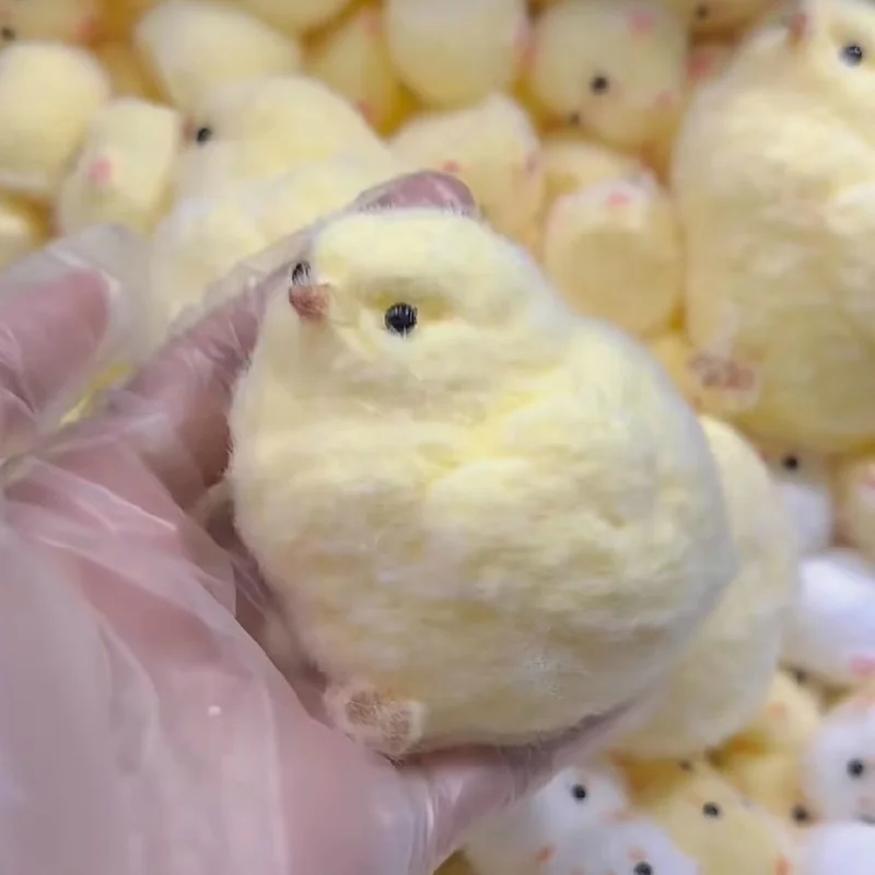 Kawaii ručne vyrobený plusový plyšový simulácia žlté kuracie stláčanie hračiek silikónové sliepky pre dospelé deti k narodeninám darček