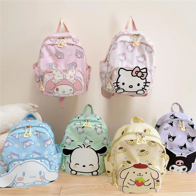 Kawaii Sanrio Bag Cinnamoroll Backpack Schoolbag Deti roztomilý Kuromi Študent Vysoké kapacity ramenných tašiek pre deti darčeky pre dieťa