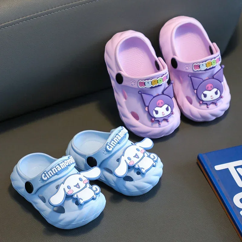 Kawaii Sanrio Children letné papuče Anime karikatúra Kuromi Cinnamoroll Kid Indoor Plippers Domáce nekĺzanie žabky dievčenský darček