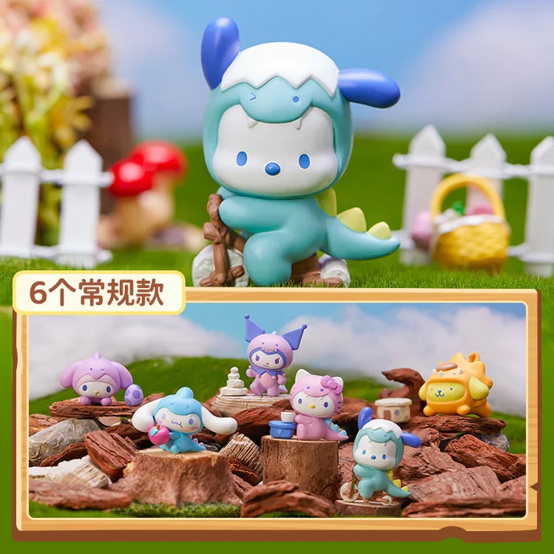 Kawaii Sanrio Dinosaur Dressing Blind Bag Mysterrious Box Kuromi Pochacco Doll Ornament Ornament Blind Box Prekvapenie darčekov pre deti