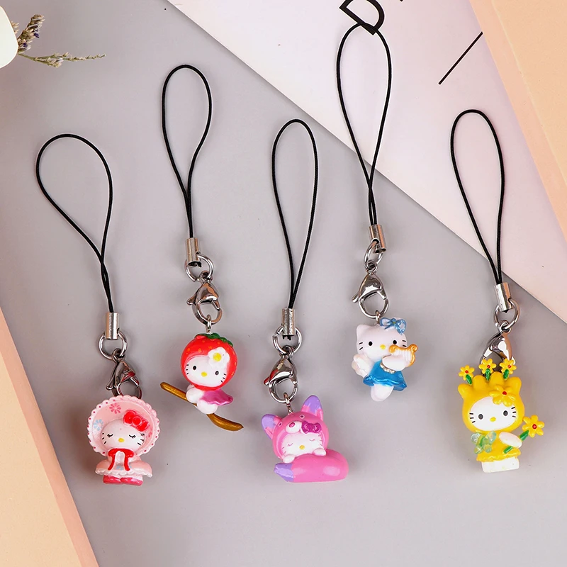 Kawaii Sanrio Hello Kitty Phone retiazka Cinnamoroll Pendant Charm Sladký slúchadlo visiace lano anti-lost šnúrka vrecko dekor