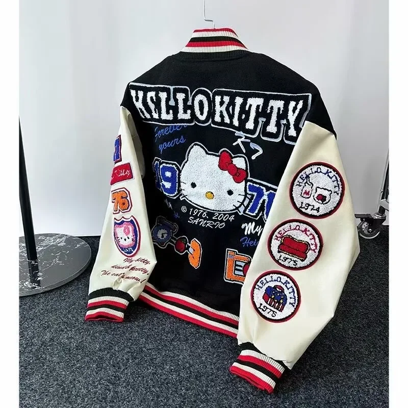 Kawaii Sanrio Hellokitty baseball bunda kabát mikina Men Ženy tlač Športové baseballové uniformy