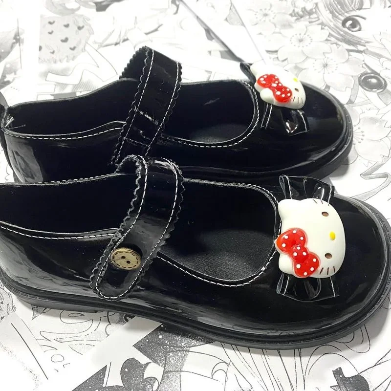 Kawaii Sanrio kuromi Hello Kitty ručné vyrábané roztomilé dámske topánky japonská lolita jk uniforma kožené topánky dámske topánky lolita topánky