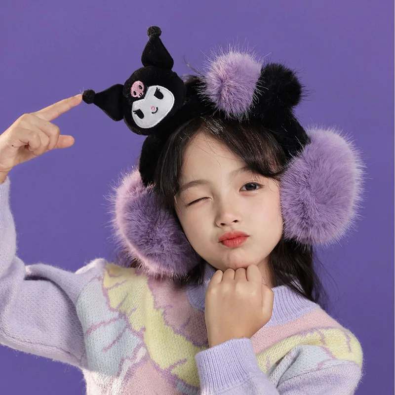 Kawaii Sanrio Kuromi melódia Plyš na bábiky uší Cinnamoroll Pochacco Zima udržiavajte teplú nemrznúcu uši uši