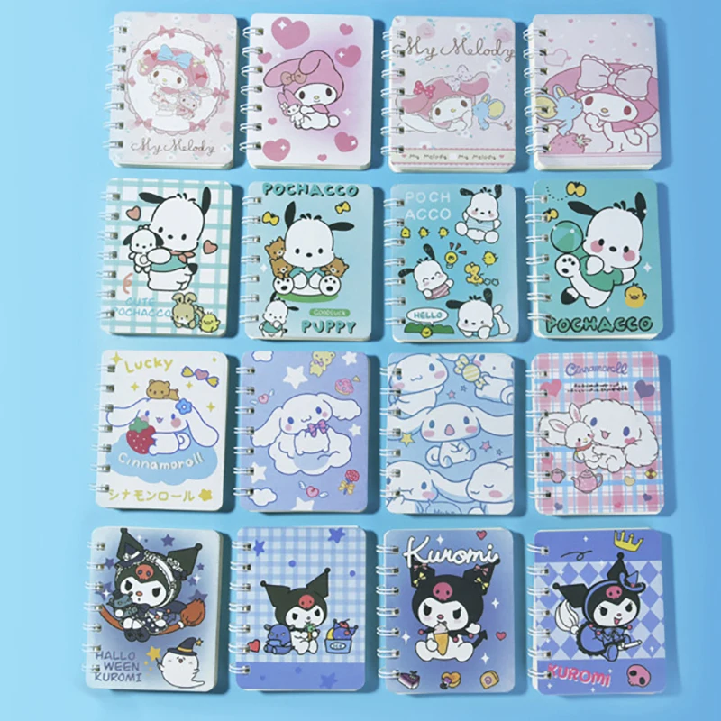 Kawaii Sanrio Notebook Kuromi Melody Cinnamoroll Prenosný A7 Coil Account Book vrecko Poznámkový blok karikatúra Študentské kancelárske potreby