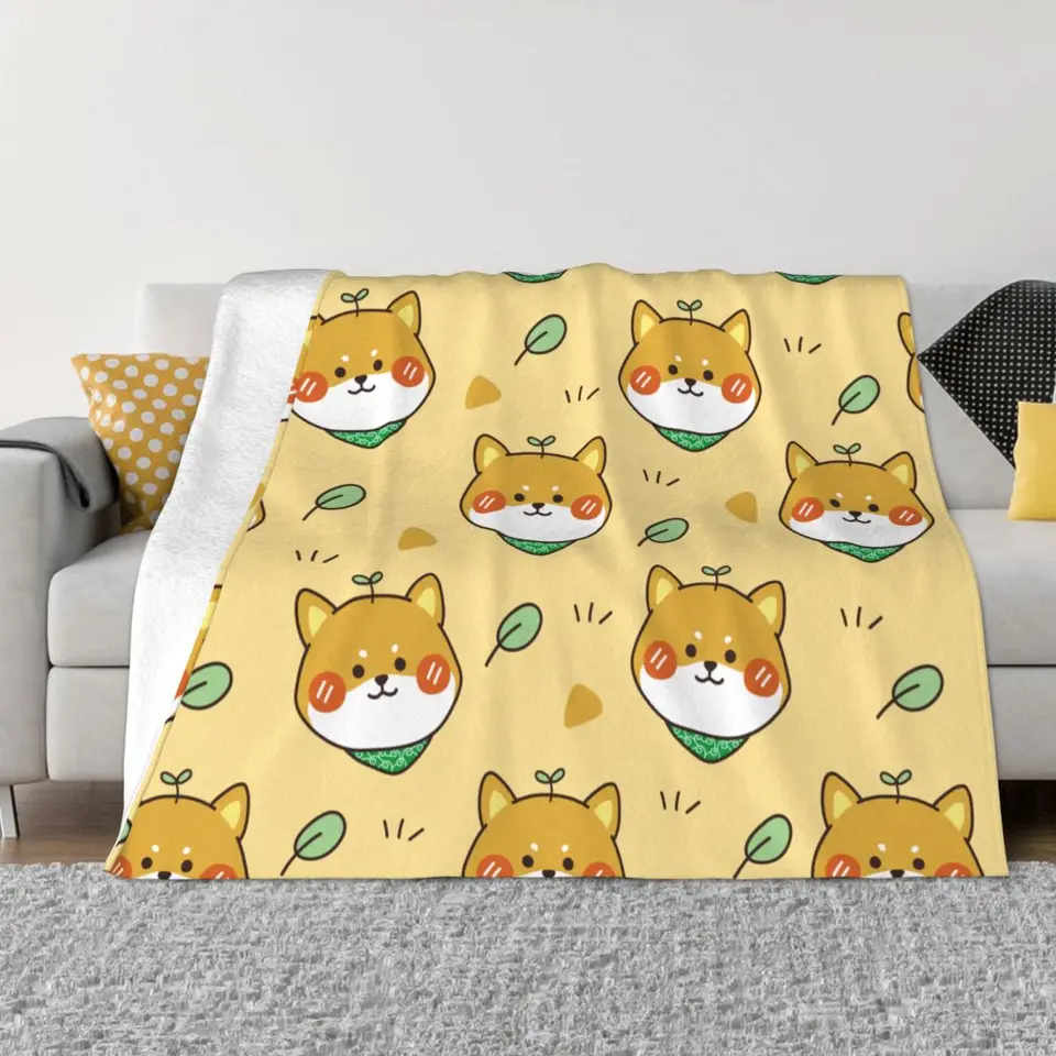 Kawaii Shiba Inu Dog Prikrývky flanel tlačené ručne nakreslené domáce zviera Multifunkčné mäkké prikrývky