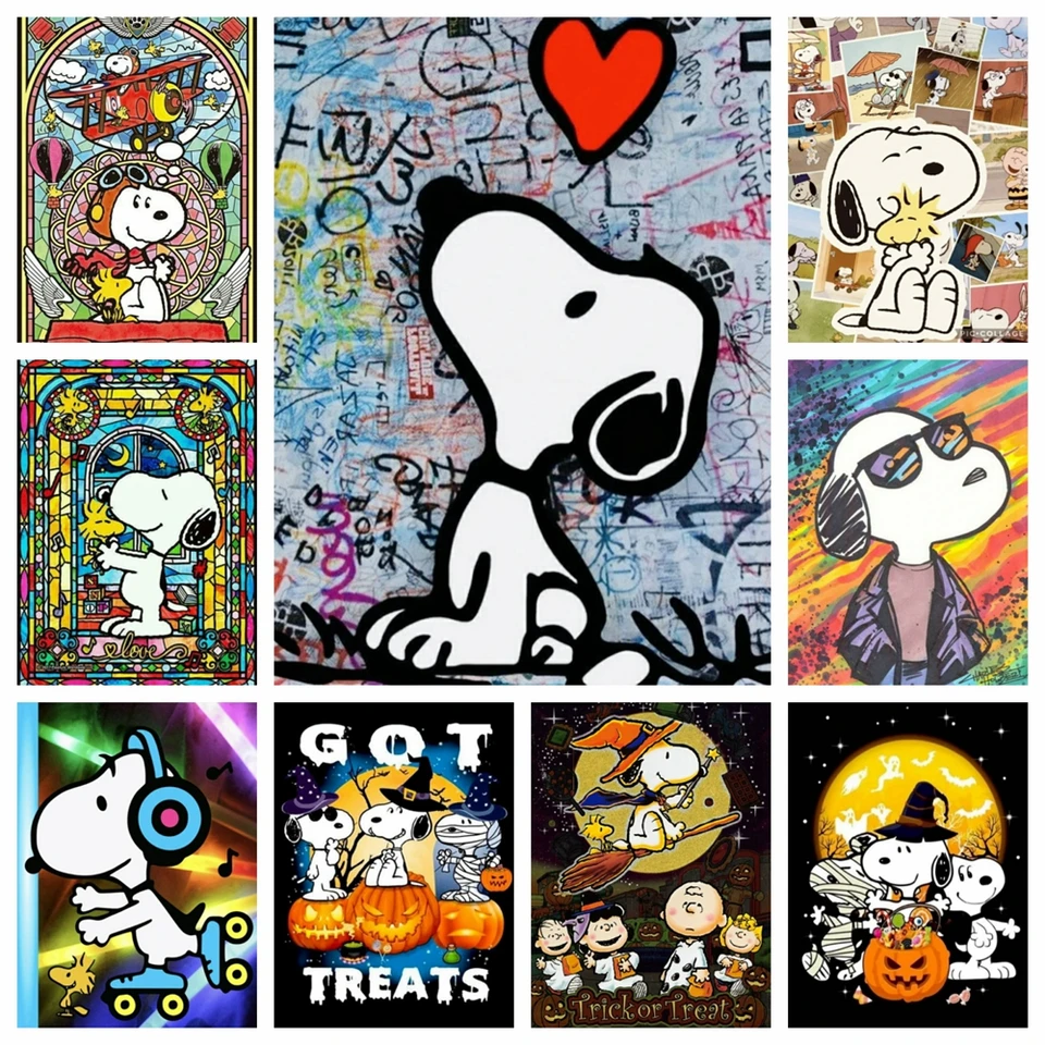 Kawaii Snoopy DIY diamantové maľovacie súpravy Nové 2024 kamienky karikatúry komiks výšivky mozaikový kríž krížový steh halloween dom