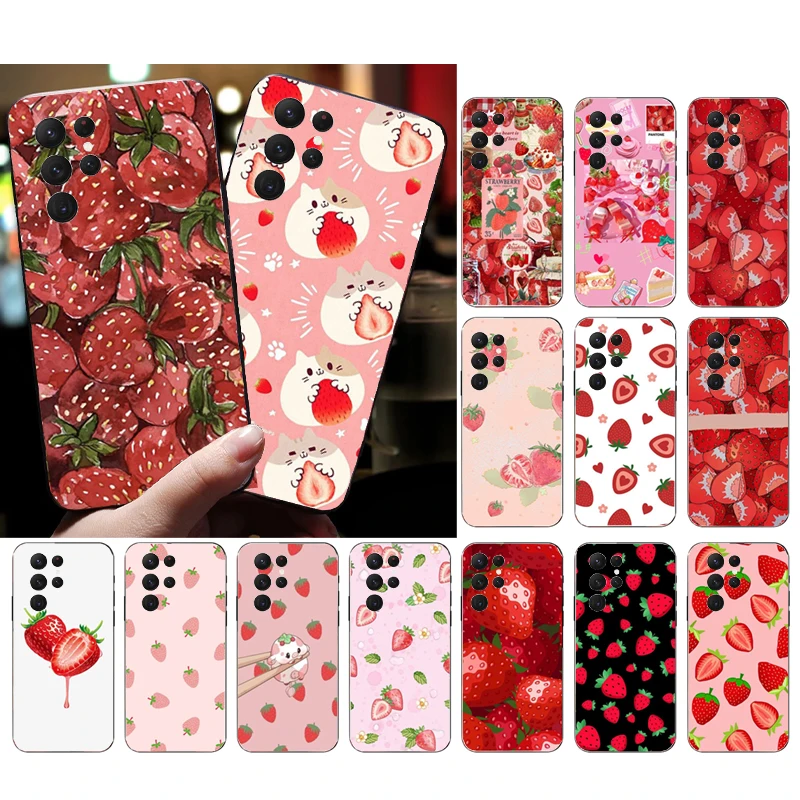 Kawaii Strawberry Phone pre puzdro pre Samsung A55 A15 A54 A52 A33 A34 A35 A25 A05S A05 A22 A24 M34 M54 M23 M14