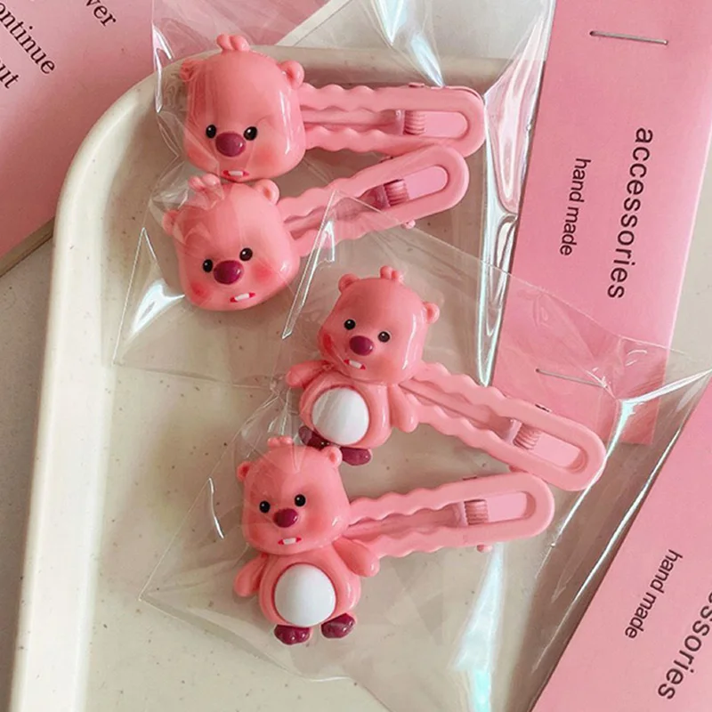 Kawaii Zanmang Loopy Pink Hairpin roztomilý Beaver Anime Accessories Karika