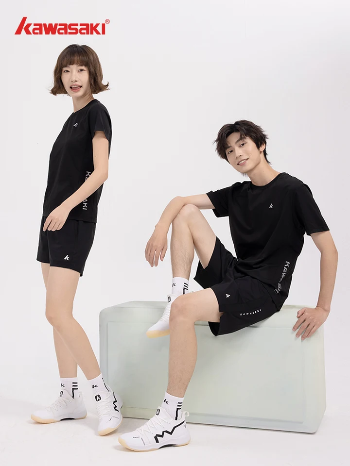 Kawasaki 2024 Badminton Clothing for Women Men Professional Sport Slim Slim Fit Sportswear Trshirt+Shorts Badminton Suit