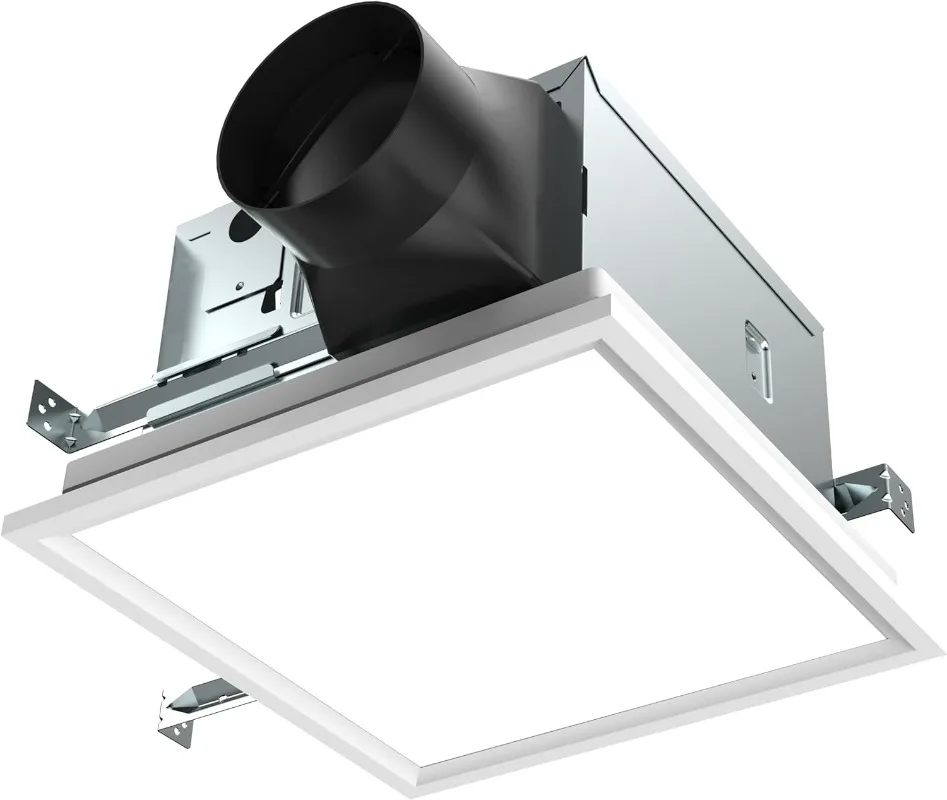 Kaze spotrebič 100 CFM, 0,8 SONE, Snímanie vlhkosti, stmievacia lit LED 4000K HRAD LED, ventilátor ventilácie výfukového výfuku v kúpeľni