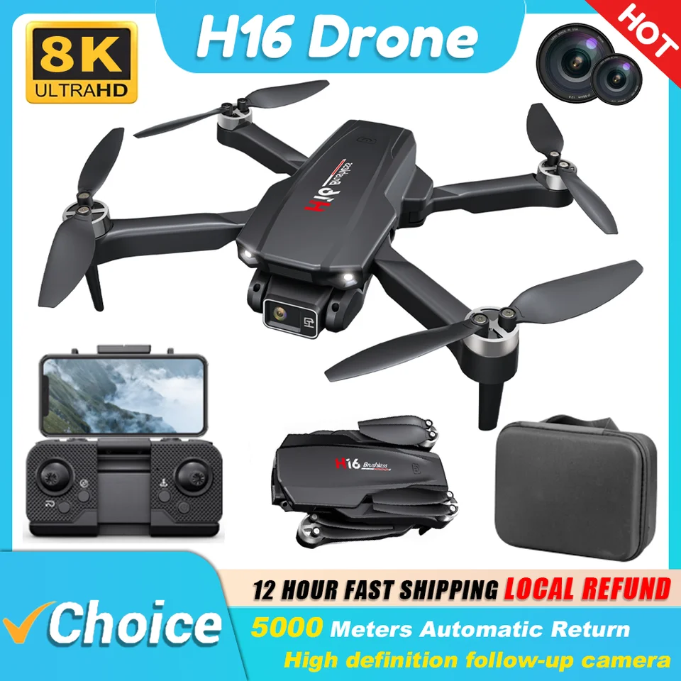 KBDFA Nový dron H16 GPS Profesionálny duálny fotoaparát DRON QUADCOPTER BUSHLESSLESS AERIAL Photography laserové prekážky vyhýbanie sa RC Toy