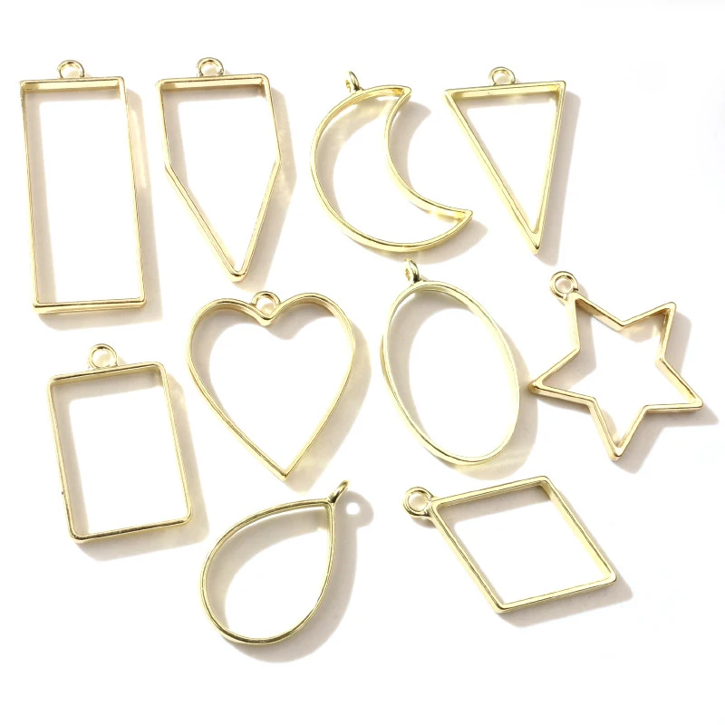 KC Gold -Plated Ohraničné formy Geometrický kovový rám Duté kovové ráme Ráme Epoxidová živica prívesky