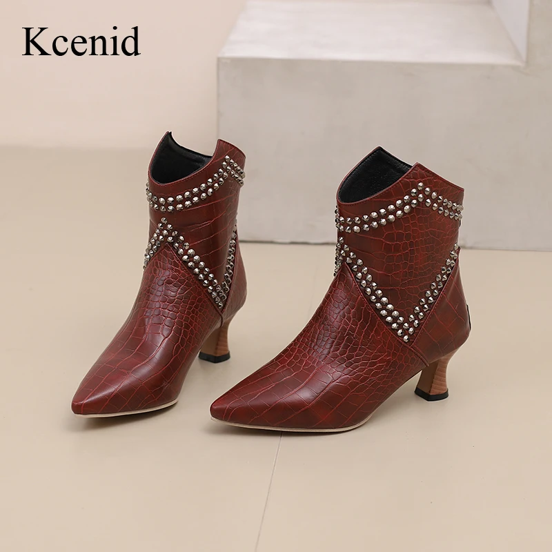 KCENID NOVÉ DAMY JUTOMNÉ ZIMNÉ VYSOKÉ podpätky Moderné topánky Fashion Nit Smerované topánky na členky pre ženy pre ženy veľké veľkosti 47 48 49 50