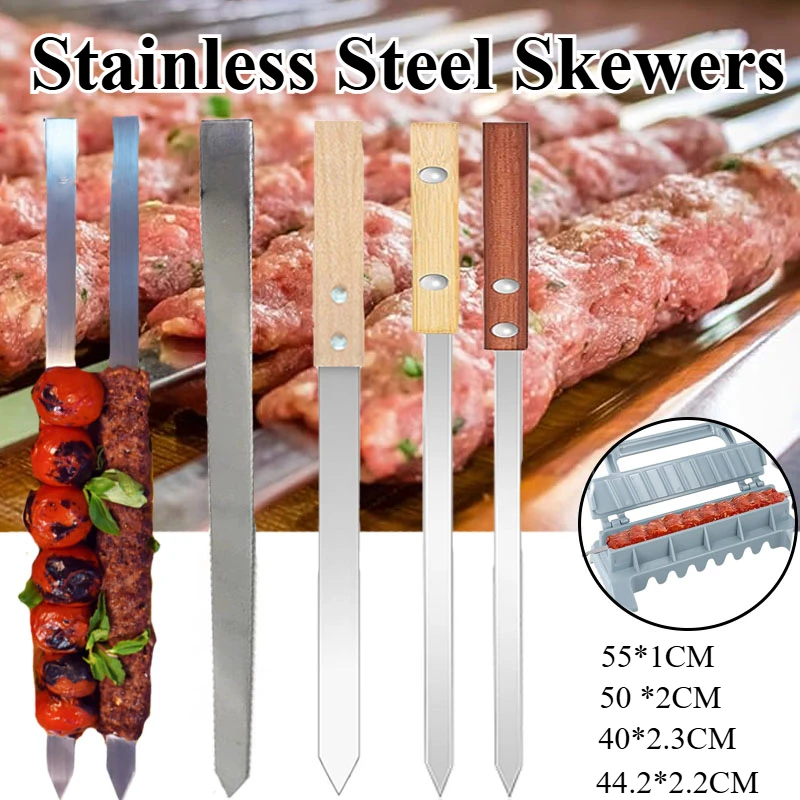 Kebab špízy z nehrdzavejúcej ocele 55 cm/50 cm/44 cm/40 cm špajle shish kebab turecký perzský koudeh iránsky stredomorský brazílsky brazílsky brazílsky
