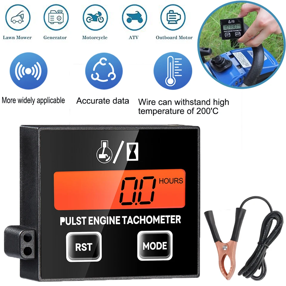 Kebidumei LCD digitálny motor Tachometer Tachometer Hour Meter Inductive Displej pre motocykel motora motora morská loď loďou