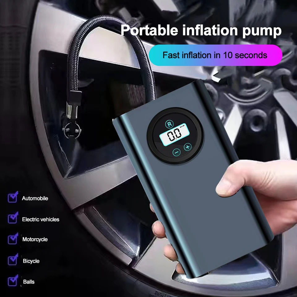 Kebidumei prenosné vzduchové čerpadlo automobilový vzduchový kompresor 8000 mAh Nafukovacie čerpadlo na nafukovacie čerpadlo pre motocykel automobilu pre motocykel