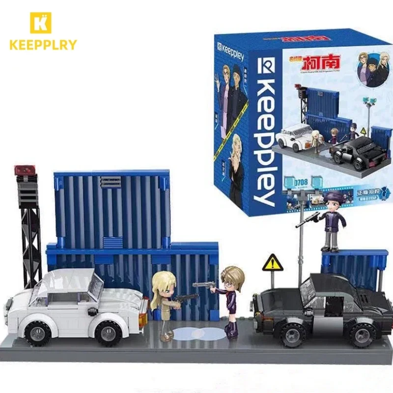 Keeppel Building Blocks Detective Conan Anime Series Dark Organization Battle Scene Puzzle Toy Birthday Model Ozdoby darček