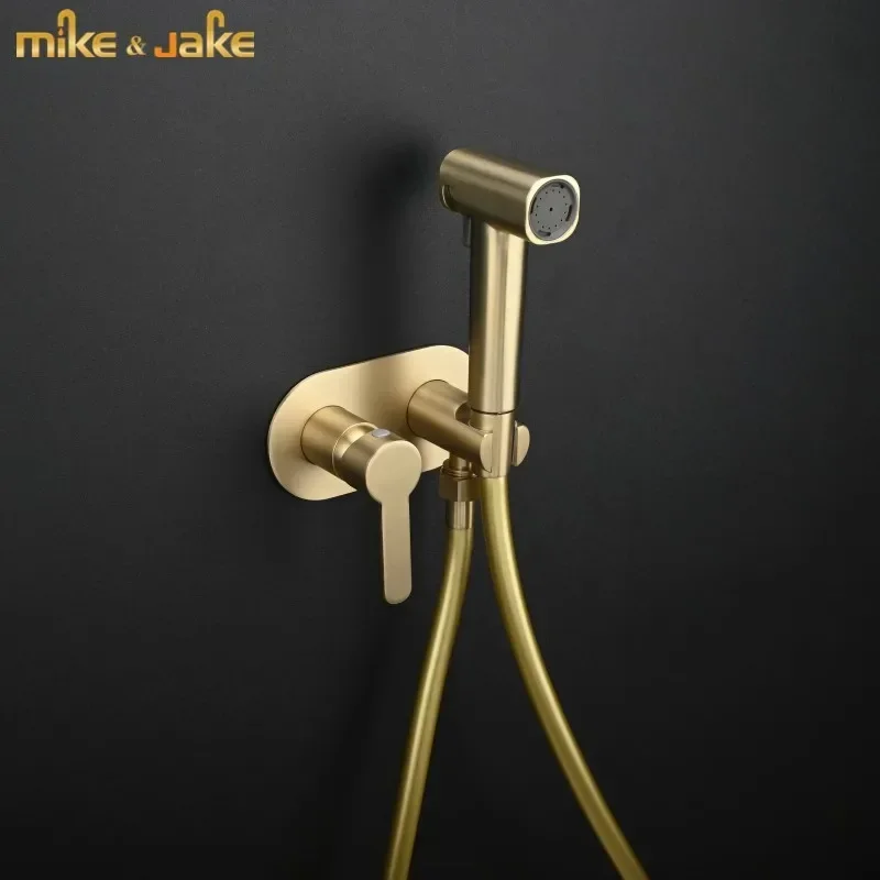 Kefka Gold Bidet Set Wall Bidet sprcha horúca a studená bidet kúpeľňa Solid mosadz Shattaf Sprchovací faucet mixér