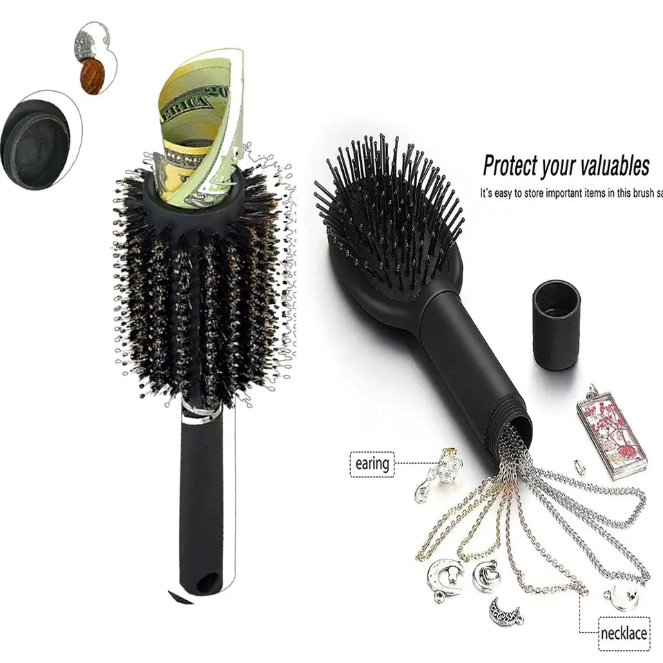 Kefka na vlasy tajné skrýše COMpe Bezpečné odklonenie kontajneru skryté peniaze pokožka hlavy skryť šperky Hairbrush Cash Hider