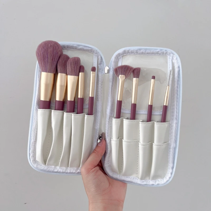 Kefy na make -up Ronslore 9ks Little Purple Sweet Potato Premium Beauty Cosmetic Foundation Práškové očné tieňové kefy kefka