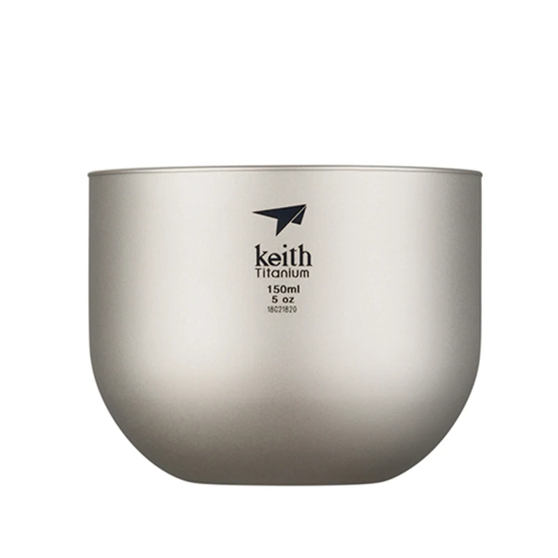 Keith Titanium Camping Teacup 150 ml dvojitá stena proti šikmej vonkajšej pikniku Pity Daveware Pity Wine Tea Cup 5,1oz