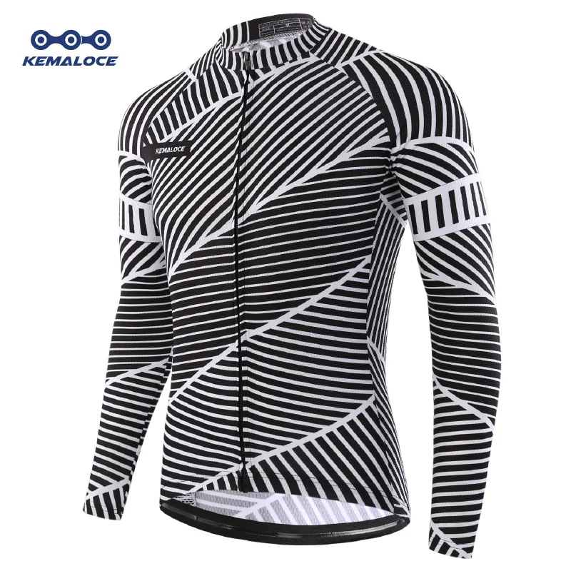 Kemaloce Jeseň Full Ruckves Cycling Jersey Noste letných mužov bicykle Lacné suché suché bicykle Jersey Sports dlhá cyklistická košeľa