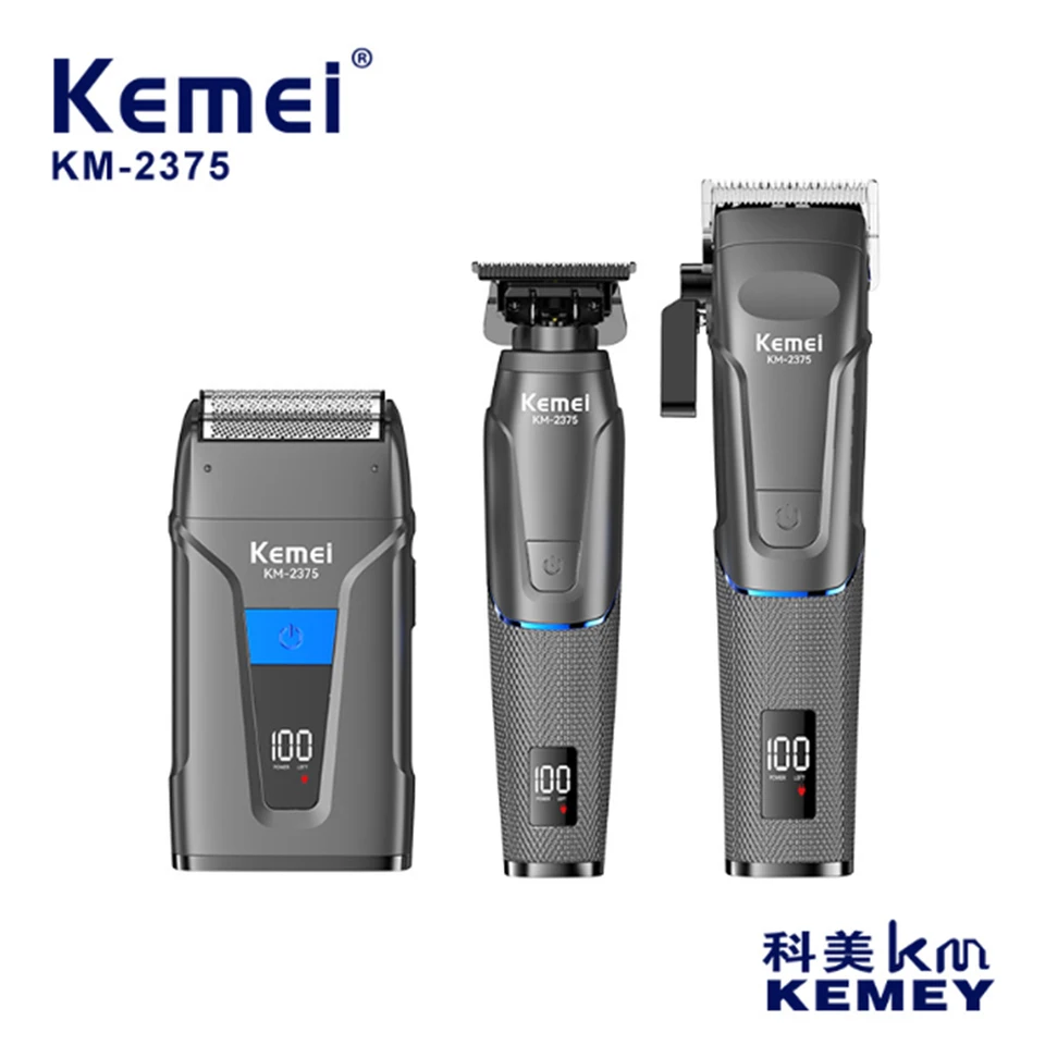 Kemei Hair Trimmer Professionálny vlasový strih na vrátenie Nabíjateľný strihový stroj Elektrický výživník LED Displej pre mužov pre mužov
