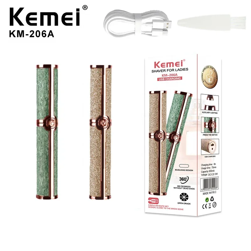Kemei KM-206A Dainty Nabíjateľný malý pohyblivý dizajn s lampa elektrický obočie pre ženy