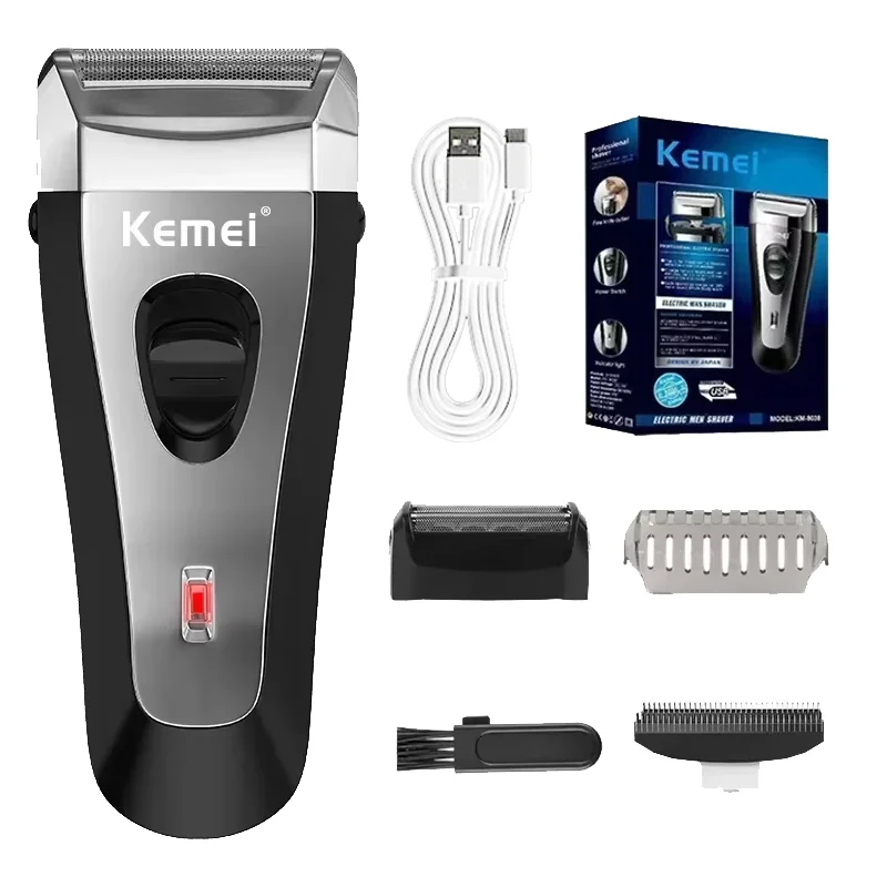 KEMEI KM-9038 Vodotesné recipročné bezdrôtové holiaci strojček USB nabíjateľné holiacu stroj malíčku Elektrický holiaci strojček pre mužov