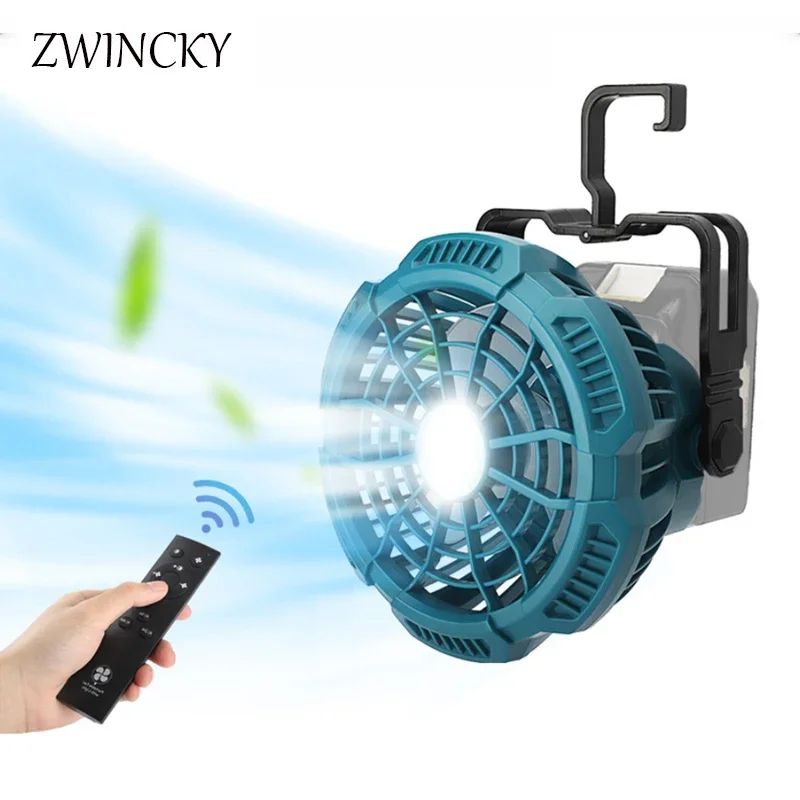 Kempingový ventilátor s LED svetlom pre Makita 14.4-18V Li-Ion batéria s skladateľným háčikom prenosné prenosné bezdrôtové voľne