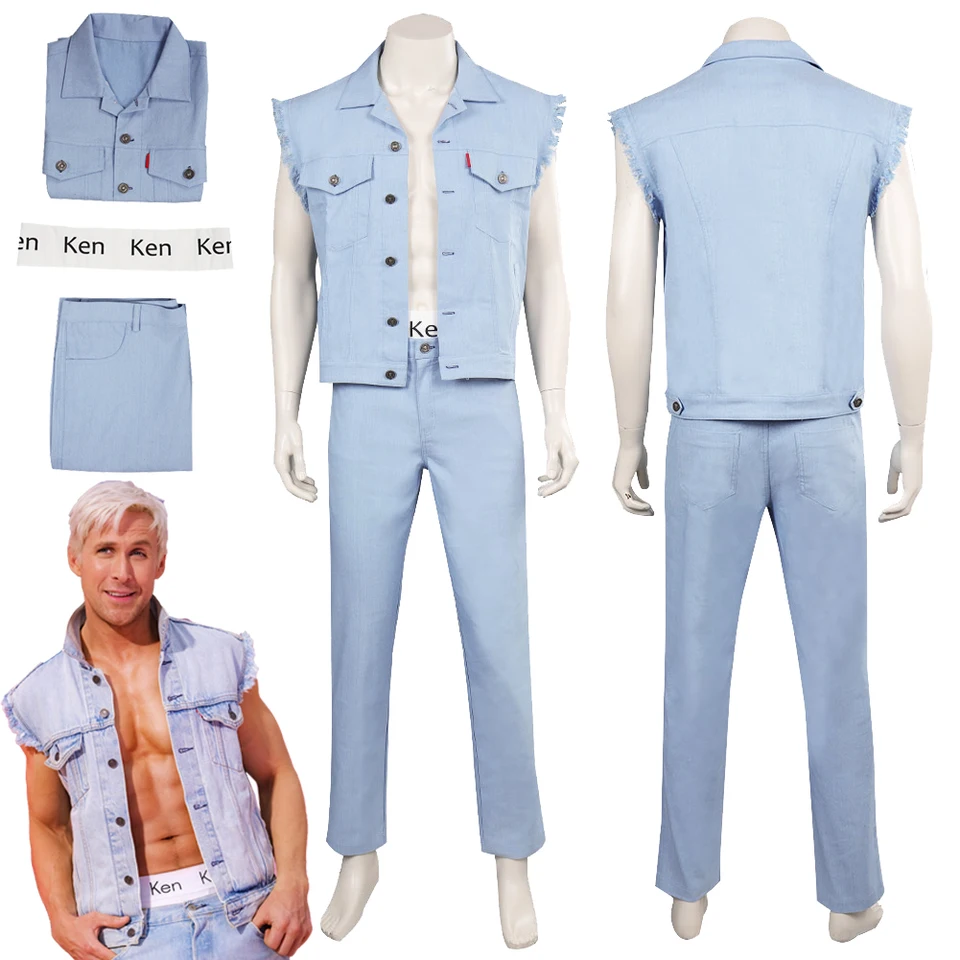 Ken Cosplay Fantasy letné príležitostné džínsové džínsy 2023 film Barbei Masguise kostým dospelých dospelých mužov cosplay roleplay outfits