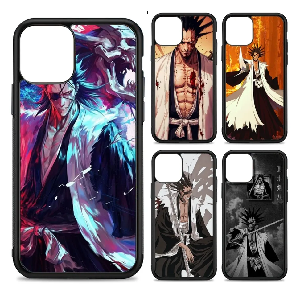 Kenpachi Zaraki Anime Anime B-Bleach Puzdro Silikón PC+TPU pre iPhone 11 12 13 14 15 16 Plus Pro Max Cover
