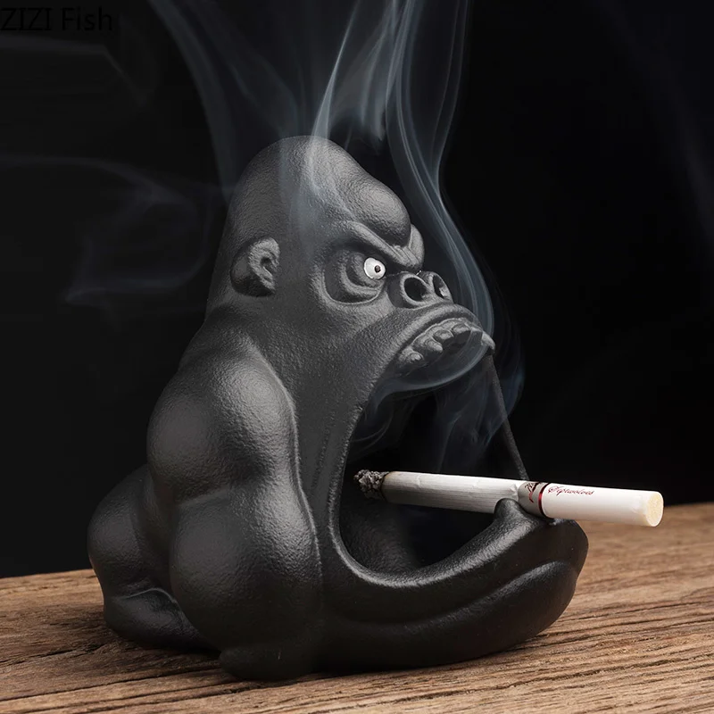 Keramická karikatúra zvierat Anim Aphtray Orangutan Anti-Ash Car Veľká kapacita popolníka obývacia izba Office dekorácie darček pre priateľa