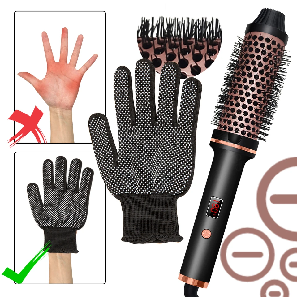 Keramické curlingové železo s tepelnými rukavicami 60 minút automatického natáčania natáčania LCD displej 5 nastavení teploty pre styling vlasov
