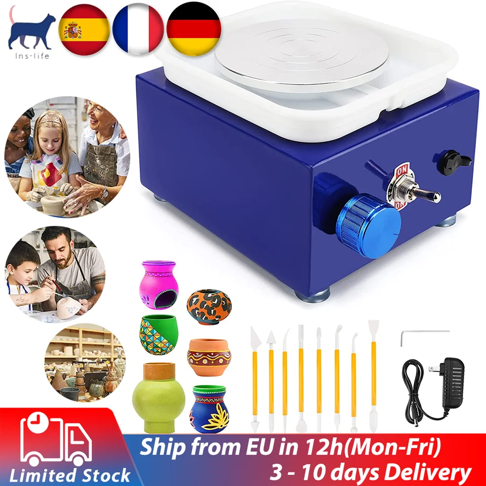 Keramické koleso Easy Operation Pottery Wheel pre domáci štvorcový mini vodný povodie miniatúrne dieťa učiť hrnčiarske kreslenie hlineného stroja