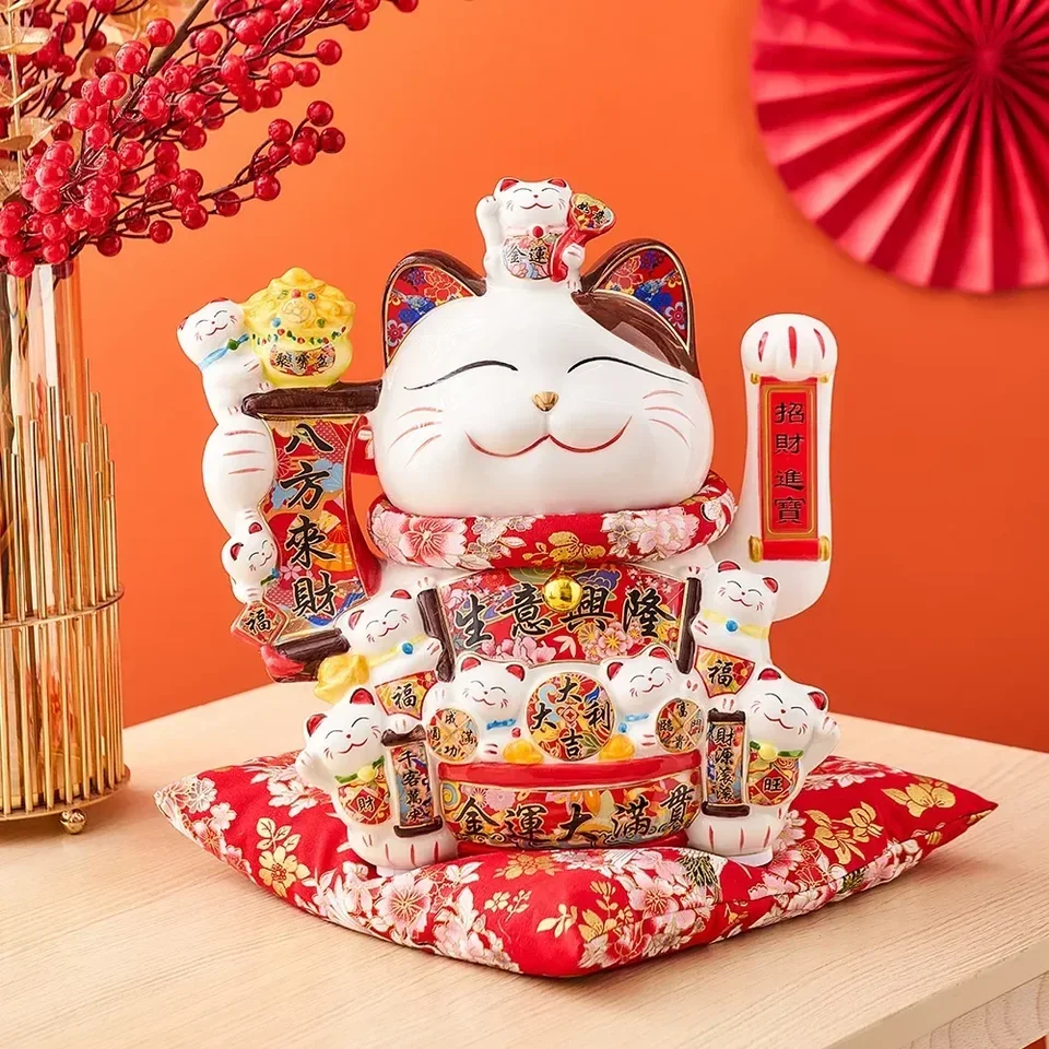 Keramické maneki neko šťastia mačka Domov dekor máva ruka mačka feng shui keramická šťastie mačka mačka socha kawaii