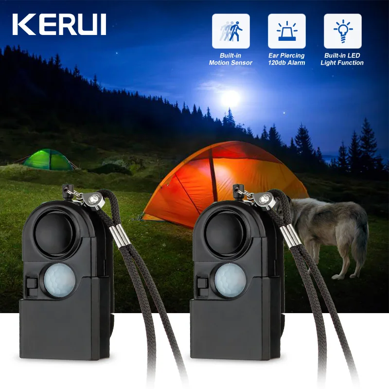 Kerui 2/4ks prenosný mini detektor pohybu Alarm 120 dB SIREN SOS LED svetlo zabezpečenie pre cestovný domov pre deti bezpečný osobný alarm