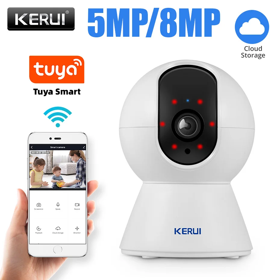 KERUI 8MP/5MP 4K WIFI IP fotoaparát pre inteligentnú aplikáciu TUYA SMART APP Wireless Home CCTV Sledovanie kamery Alarm automatické sledovanie